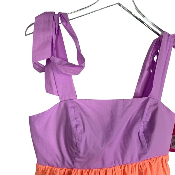 LILLY PULITZER Purple Iris / Bellini Colorblock Crop Anlee Top Shoulder Ties 6 - Picture 3 of 10